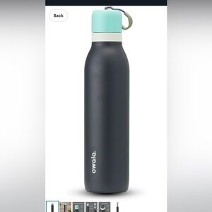 Owala Black and Teal Water Bottle with Straw